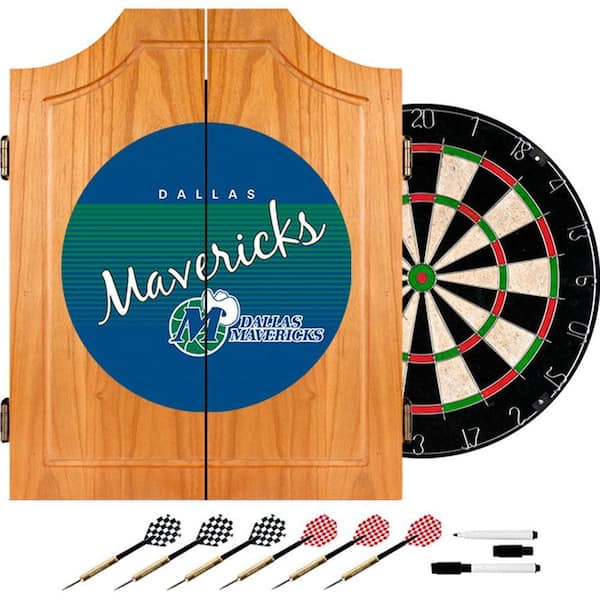 Trademark 20.5 in. Dallas Mavericks Hardwood Classics NBA Wood Dart Cabinet Set