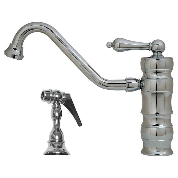Whitehaus Collection Vintage III Single-Handle Standard Kitchen Faucet with Side Sprayer in Polished Chrome