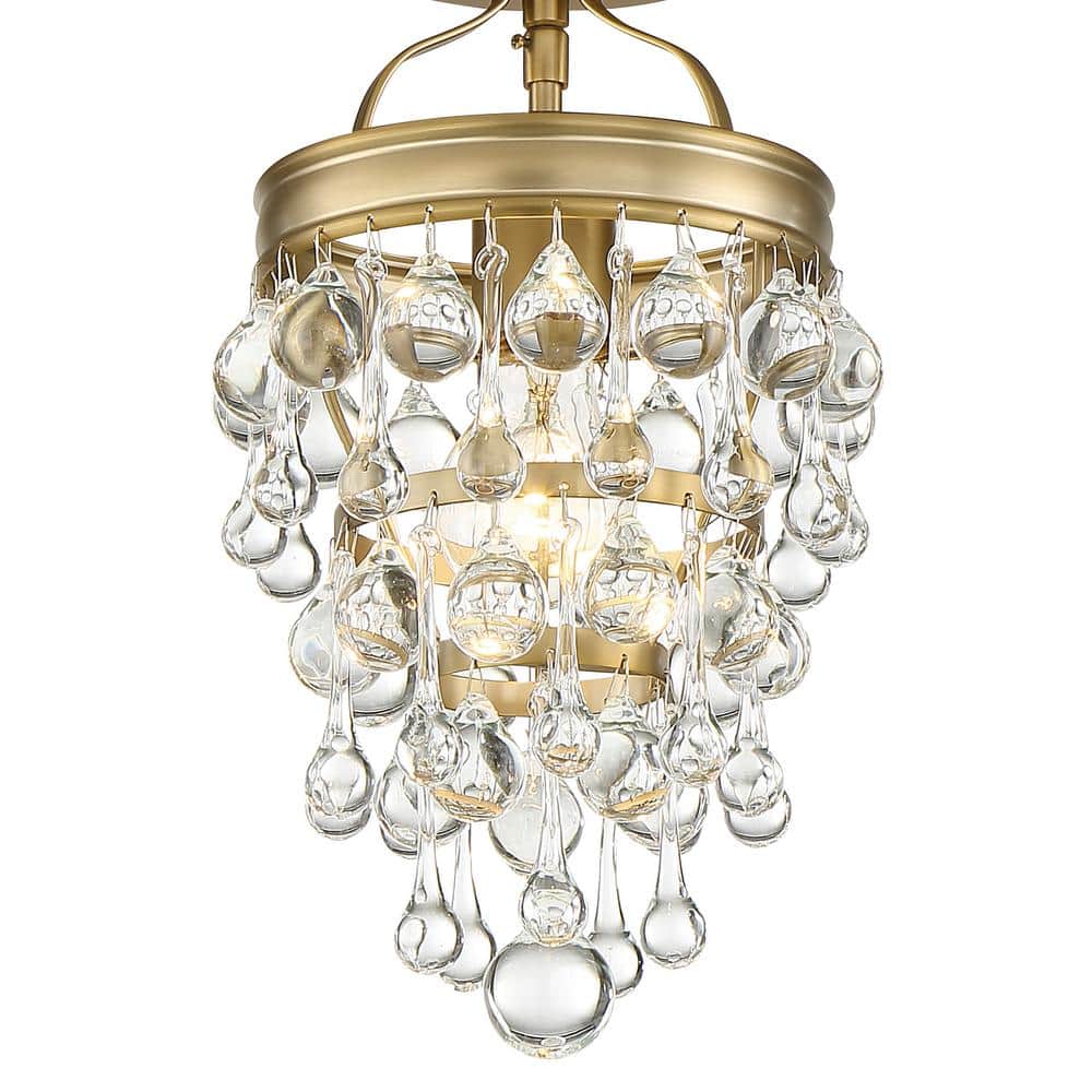 Calypso Vibrant Gold Globe Chandelier with Clear Glass Drops