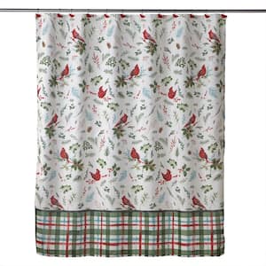 Multi Berry Cardinal 72 in. x 72 in. 100% Polyester Shower Curtain and 12 Resin Hook Set