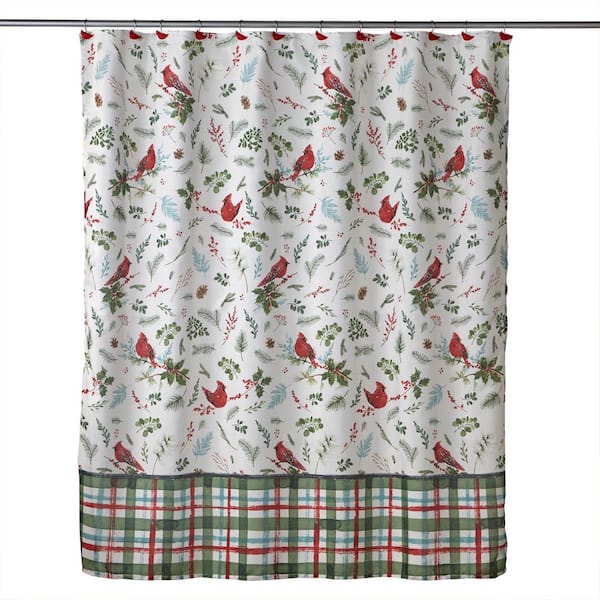 SKL Home Multi Berry Cardinal 72 in. x 72 in. 100% Polyester Shower Curtain and 12 Resin Hook Set