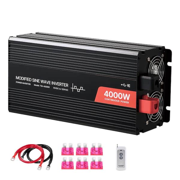 4000W Power Inverter, 12V DC to 120V AC Modified Sine Wave Inverter, Solar Car Charger Converter LCD Display 2025 Update