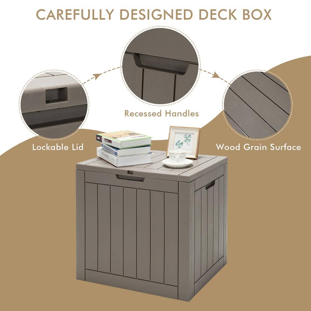 Light Brown Lockable Plastic Deck Box with Handles