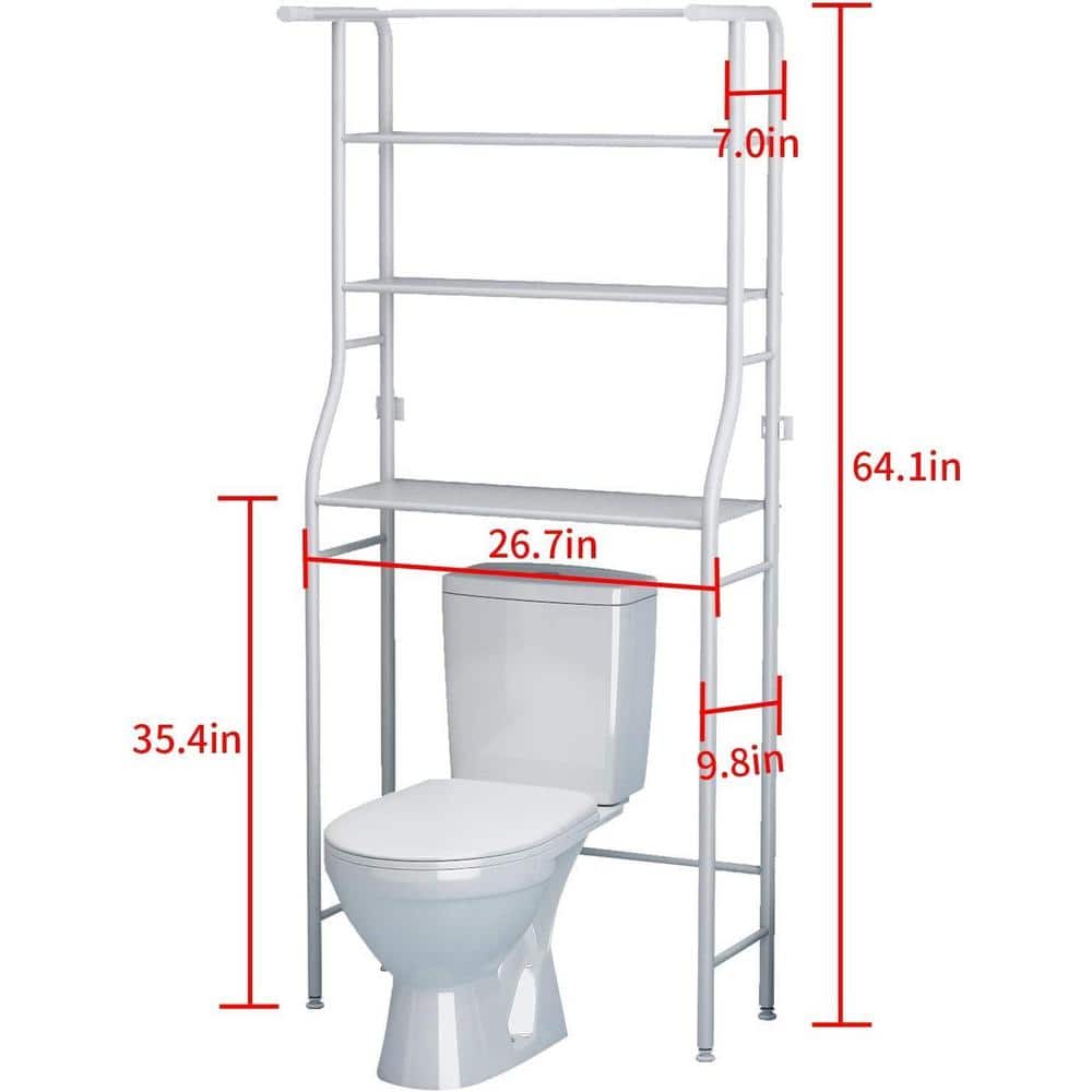 White 3-Shelf Over-The-Toilet Bathroom Storage Rack