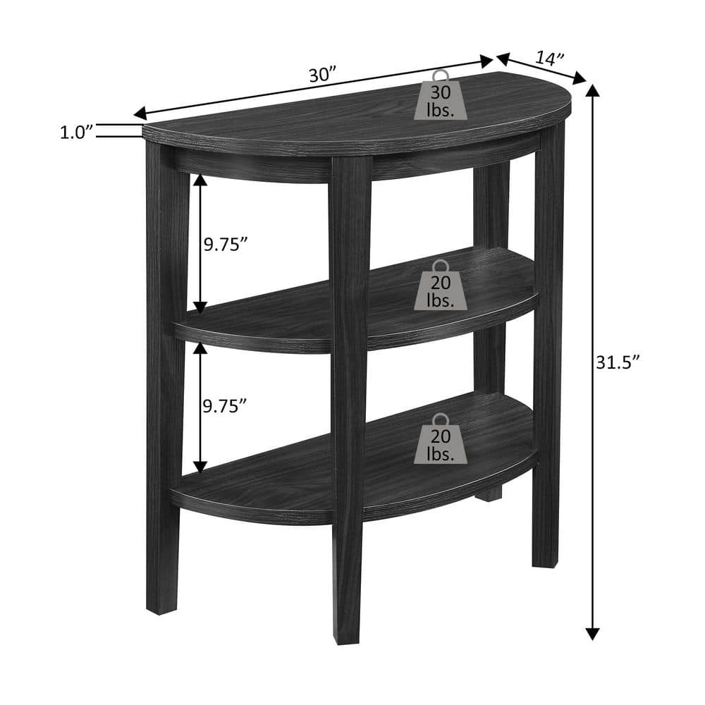 Elegant Mahogany Demilune Console with Dual Storage Shelves