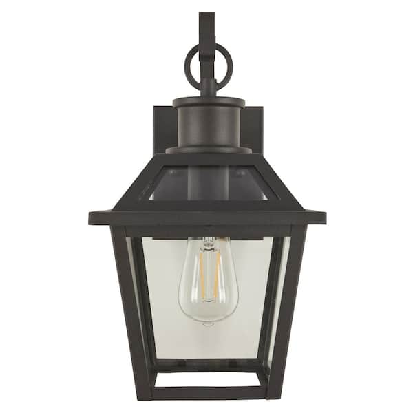 Arrezo 1-Light Black Hardwired Outdoor Wall Lantern Sconce