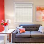 Farmhouse Cut-to-Size White Cordless Light-Filtering Matchstick Bamboo Roman Shade Window Blind - 34 in. W x 64 in. L