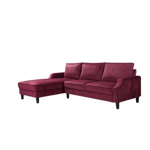 Sophia 2 Piece Burgundy Velvet 3 Seats Left Facing Sectional Sofa with Removable Cushions