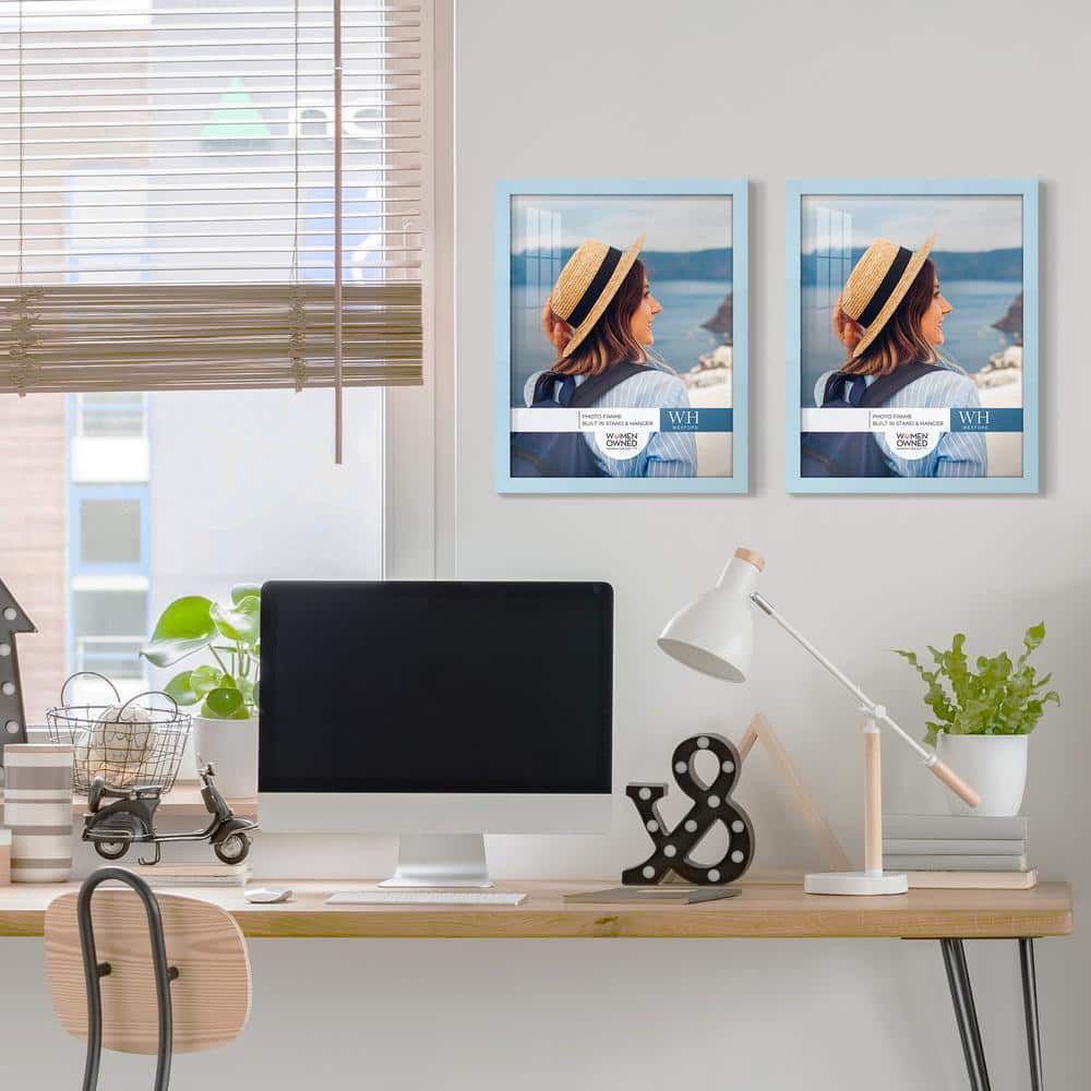 Set of 2 Blue 11x14 Wooden Picture Frames