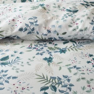 Company Cotton Verde Floral Velvet Flannel Duvet Cover