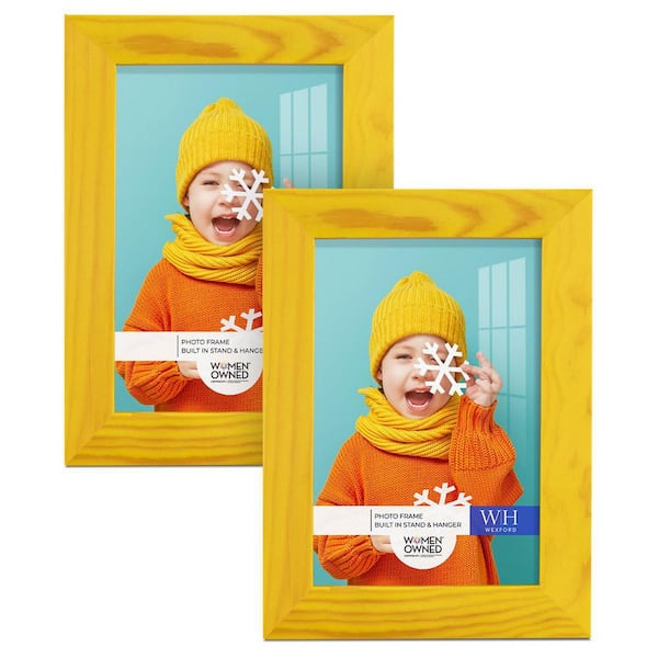 Wexford Home Woodgrain 4 in. x 6 in. Sunflower Yellow Picture Frame (Set of 2)