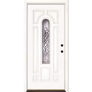 37.5 in. x 81.625 in. Lakewood Patina Center Arch Lite Unfinished Smooth Left-Hand Inswing Fiberglass Prehung Front Door