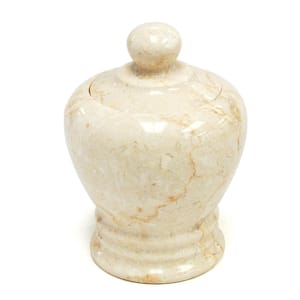 Natural Champagne Marble Aladdin Collection Cotton Ball Holder, Swab Q-Tip Holder, Bathroom Storage Jar Canister