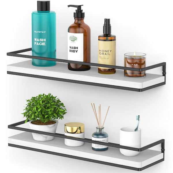 Unbranded 16.9 in. W x 4.7 in. D Floating Shelves Wall Mounted Set of 2, Rustic Wood Wall Storage Shelves Decorative Wall Shelf