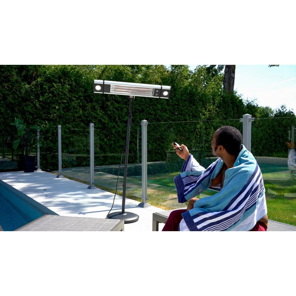 Black Adjustable Electric Outdoor Heater with LED and Remote