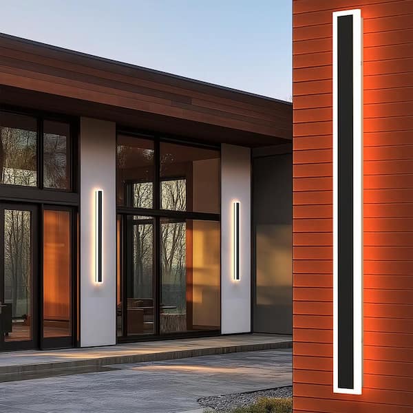 37 in. 1-Light Black Integrated LED Outdoor Wall Light Waterproof Porch Lantern Sconce with 3000/6000K Color Temperature