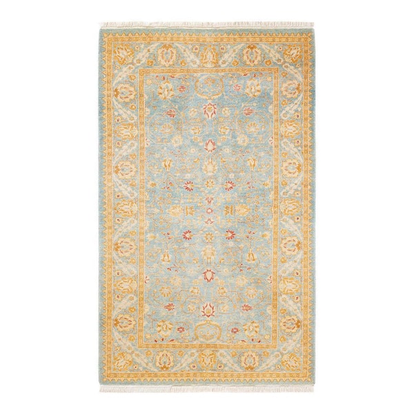 Solo Rugs Mogul One-of-a-Kind Traditional Light Blue 3 ft. 1 in. x 5 ft. 1 in. Oriental Area Rug