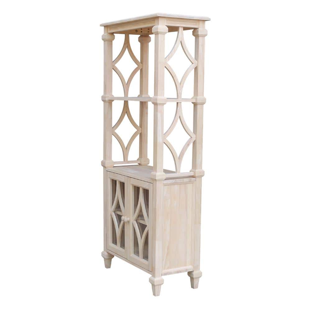 Josephine Solid Wood Unfinished Brown Bookcase with Doors