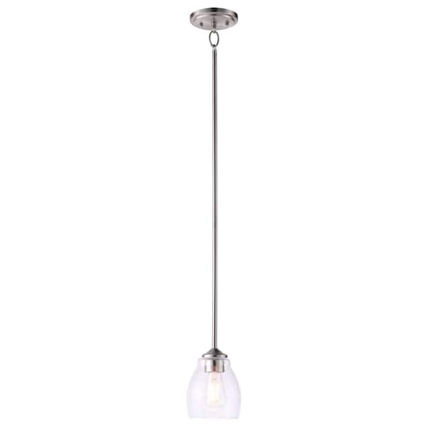 Minka Lavery Winsley 1-Light Brushed Nickel Bell Mini-Pendant with Clear Seeded Glass Shade