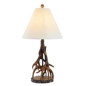 Cabell 26 in. Brown/White Farmhouse Rustic Iron LED Table Lamp