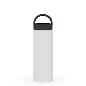 20 oz. Flat White Insulated Stainless Steel Water Bottle with D-Ring Lid