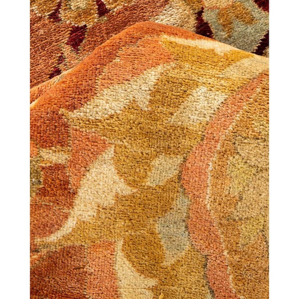 Eclectic Brown 9 x 12 Oriental Wool Indoor Area Rug