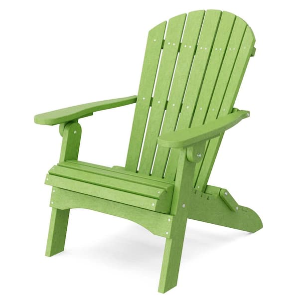 Wildridge Heritage Lime Green Plastic Outdoor Folding Adirondack Chair