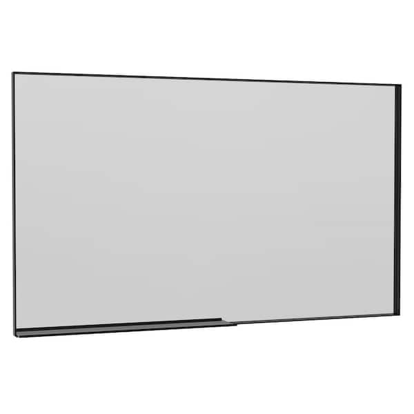 Unbranded 60 in. W x 40 in. H Rectangular Framed Wall Bathroom Vanity Mirror with Removable Tray in Black