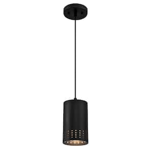 Phelps 1-Light Matte Black Mini Pendant with Perforated Metal Shade