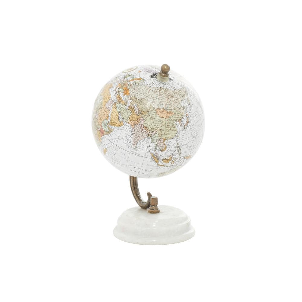5" White Globe with White Marble Base Tabletop Decor