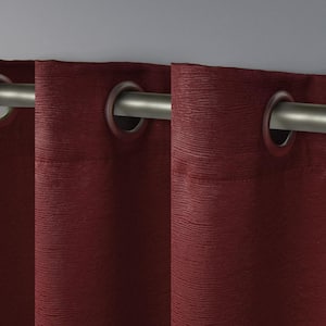 Oxford Chili Red Solid Woven Room Darkening Grommet Top Curtain, 52 in. W x 96 in. L (Set of 2)