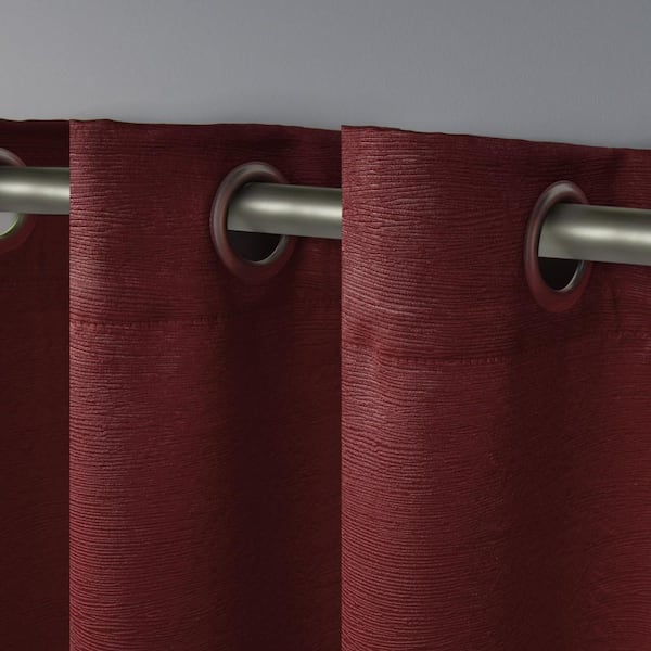 Oxford Chili Red Solid Woven Room Darkening Grommet Top Curtain, 52 in. W x 108 in. L (Set of 2)
