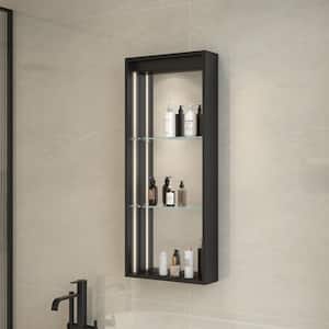 16 in. W x 40 in. H x 4.4 in. D Aluminum Alloy Shower Niche in Matte Black with LED Sensor Light and Adjustable Shelves