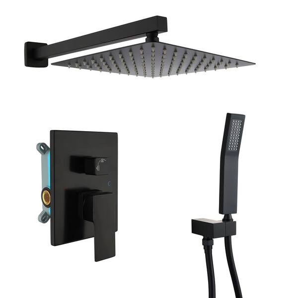 Casainc 1 Spray Patterns With 2 5 Gpm 10 In Wall Mount Rain Dual Shower Heads Matte Black System Faucet Set Db W93102h The Home Depot - Wall Mounted Shower System Casainc 1 Spray Patterns With 2 5 Gpm 10 In Wall Mount Rain Dual Shower Heads Matte Black System Faucet Set Db W93102h The Home Depot - Wall Mounted Shower System