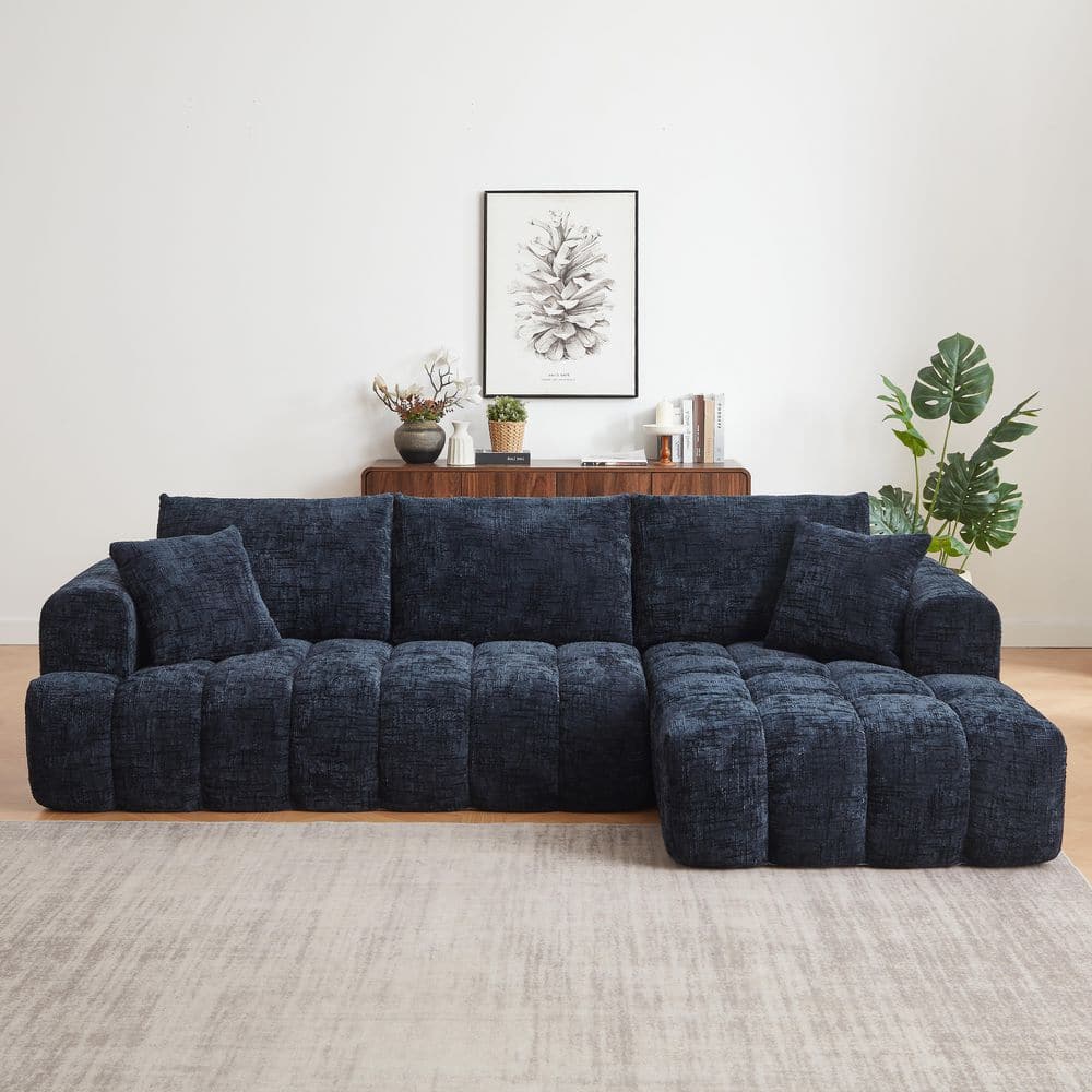 108.3 in Wide Chenille L-Shape Luxury Sectional Oversized Sofa for Living Room in Dark Blue, No Assembly Required price history on PriceWatchPro