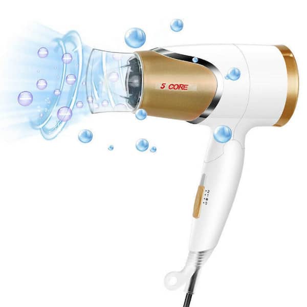 Aoibox 1875-Watt Lightweight Conditioner Home Hairdryer and Travel Hair  Dryer Negative Ion Hair Dryer in White and Gold HDDB880 - The Home Depot