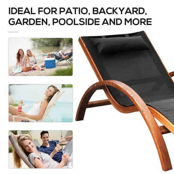 Breathable Sling Mesh and Comfortable Curved Design Wood