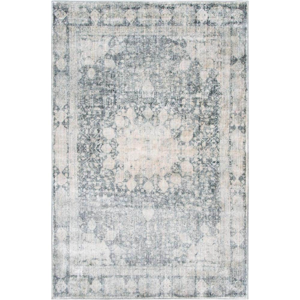 Braided Gray Synthetic 4' x 6' Easy Care Rectangular Rug