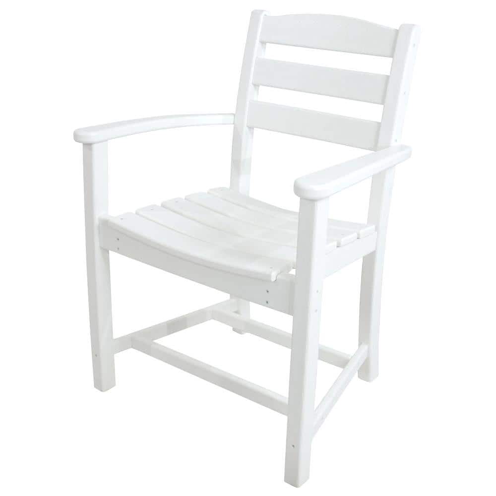 POLYWOOD La Casa Cafe White All-Weather Plastic Outdoor Dining Arm Chair -  TD200WH