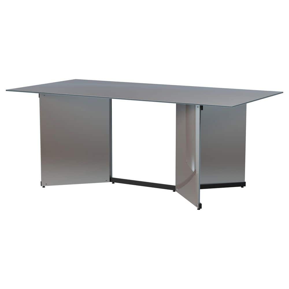 Emery 76-inch Rectangular Silver Mirrored Dining Table