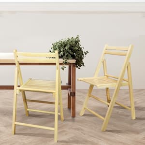 Casual Home Natural Wooden Folding Chairs 2-Pieces Set