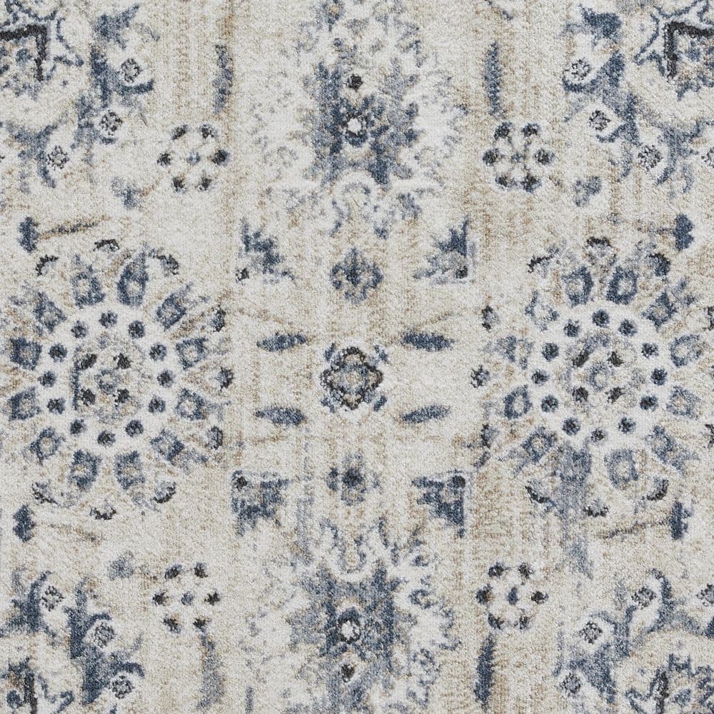 Kehleigh Aylesh 9' x 12' Blue and Cream Synthetic Area Rug