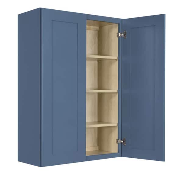 Lancaster Blue Plywood Shaker Stock Assembled Wall Kitchen Cabinet 30 in. W x 42 in. H x 12 in. D