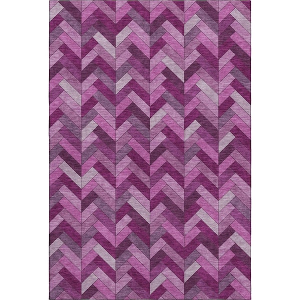 Mayfield Premium Machine Washable Abstract AMF2296 Pink 5 ft. x 7 ft. 6 in. Area Rug