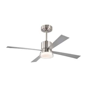 48 in. Smart Indoor Chrome Standard Ceiling Fan with Remote Bright Integrated LED and 6 Adjustable Wind Speeds