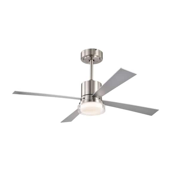 FIRHOT 48 in. Smart Indoor Chrome Standard Ceiling Fan with Remote Bright Integrated LED and 6 Adjustable Wind Speeds
