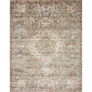 Saban Straw/Beige 3 ft. 9 in. x 3 ft. 9 in. Round Bohemian Floral Area Rug