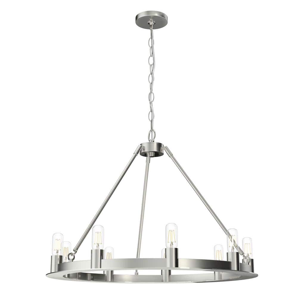 Brushed Nickel 30-Inch 9-Light Drum Chandelier