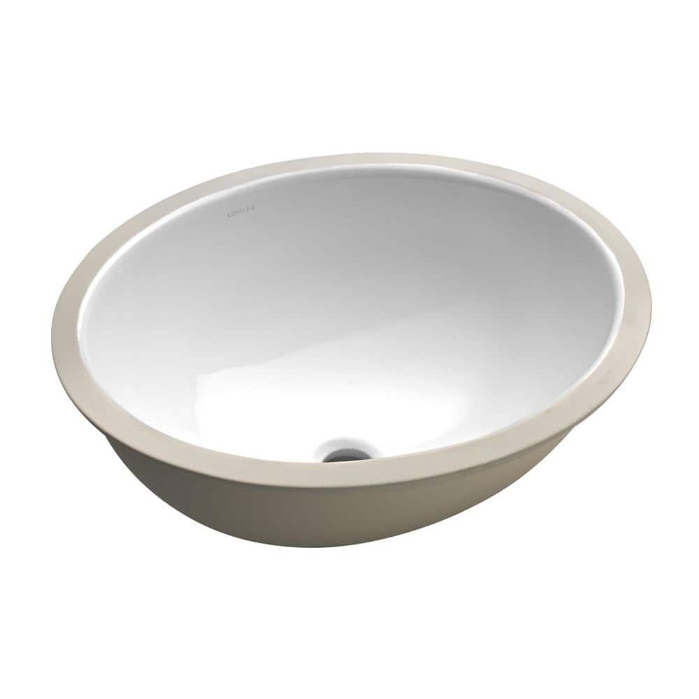 White Ceramic Oval Undermount Bathroom Sink