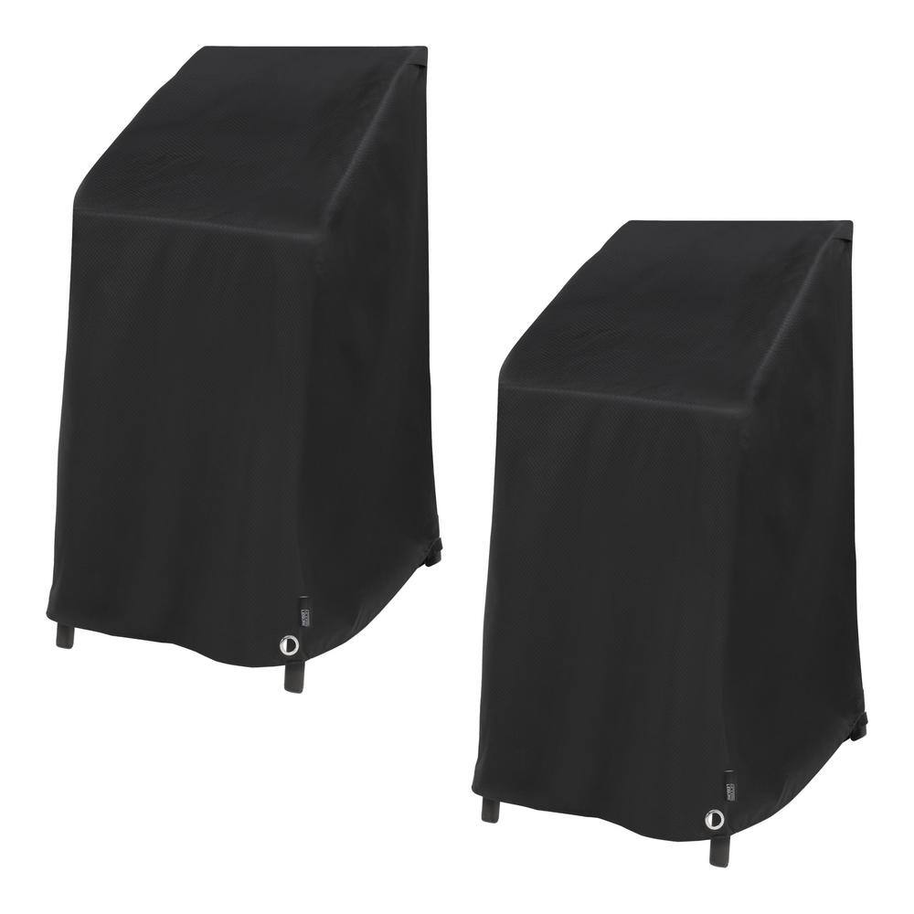 Black Waterproof Stackable High Back Patio Chair Covers, 27" x 27" x 49", 2-Pack